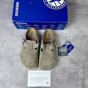 Birkenstock Boston Clogs Taupe Soft Footbed REGULAR Fit Suede US Womens 6 EUR37